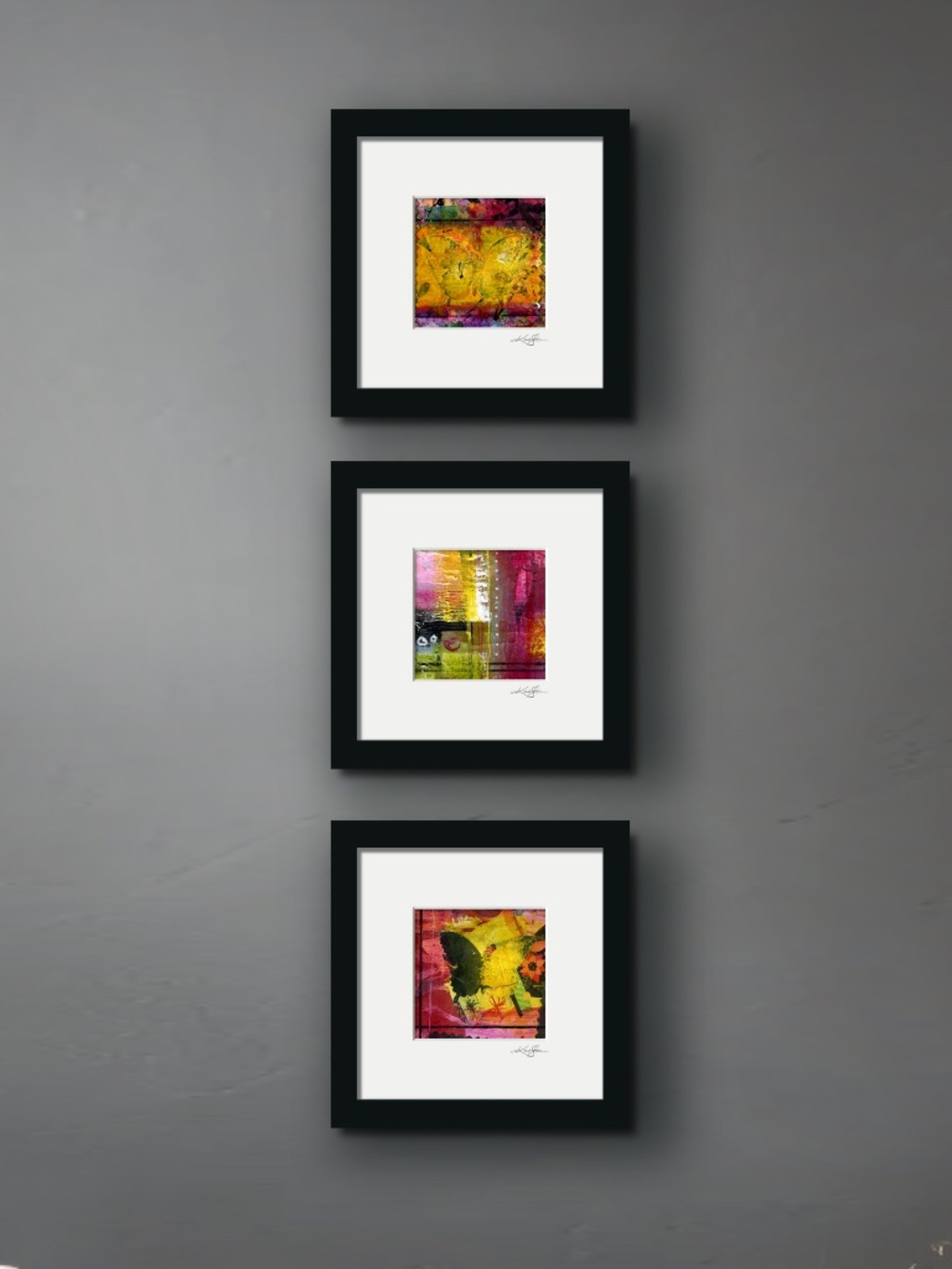 Set of 3 Original Abstract Gallery Wall Artworks - Collage Happiness Collection